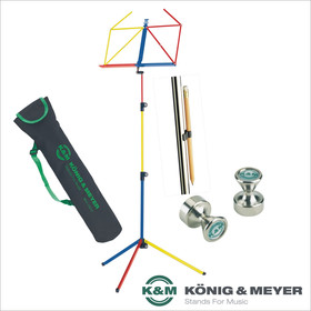 Bundle K&M 100/1 Notenpult-Set rainbow bunt mit Tasche 10012 + 2x Power Magnet + Bleistifthalter