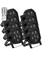 Bundle 8x Involight SlimPAR644 LED Par mit 6x 4W 4in1 RGB/UV LEDs, 25 IR-Remote